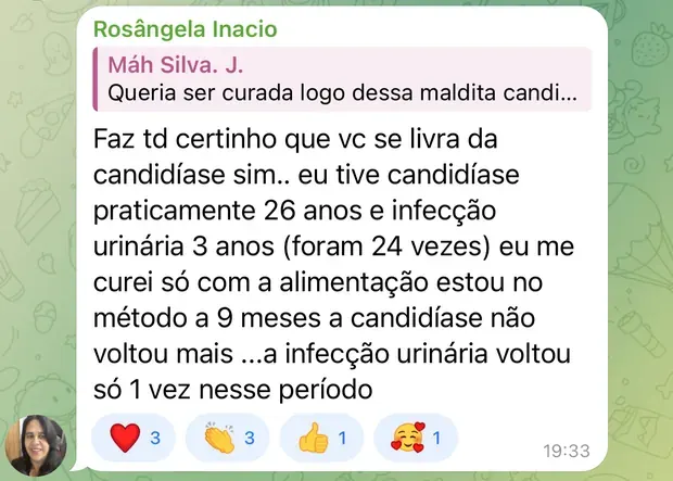 Depoimento de aluna: 26 anos de candidíase, sem recorrência há 9 meses